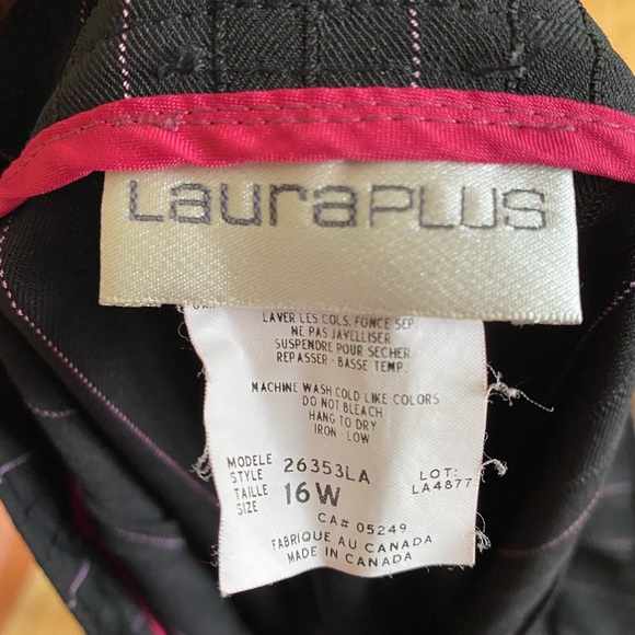 Ladies Plus Size Black & Pink Striped Dress Pants - Picture 3 of 3